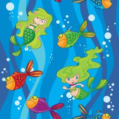 seamless mermaids fish in water with waves