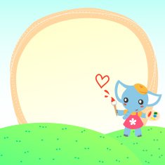 cute greeting card or Photo Frame with elephant