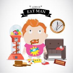 candy and chocolate boy character vector illustration