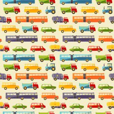 Seamless baby background with flat car icons