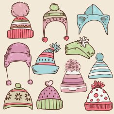 vector winter hats set