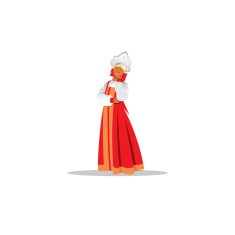 Russian girl in traditional folk dress sign Vector Illustration