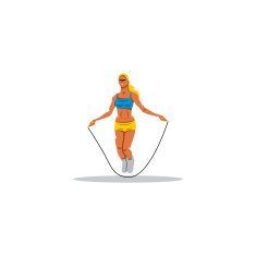 Young girl jumping rope sign Vector Illustration