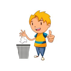 Kid putting trash in its place