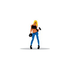 Fitness woman with dumbbell sign Vector Illustration