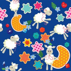 Seamless pattern - sweet dreams sheep toys stars and moon
