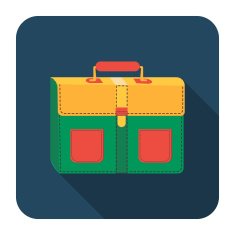 icon school bag flat long shadow