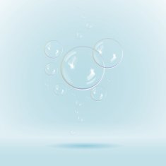 Colorful white soap bubbles isolated