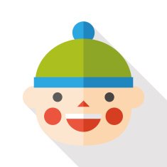baby boy flat icon with long shadow N9