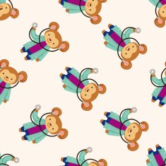 animal monkey doctor cartoon seamless pattern background