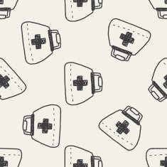 medical box doodle drawing seamless pattern background N4