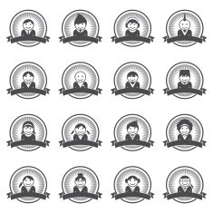 retro badge ribbon user picture set