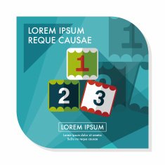 123 blocks flat icon with long shadow eps10 N30