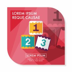 123 blocks flat icon with long shadow eps10 N31