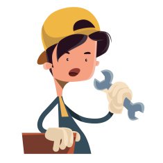 Boy holding working tool vector illustration cartoon character
