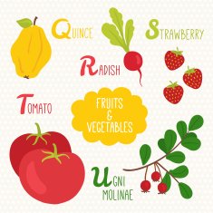 Alphabet for kids with fruits and vegetables N4
