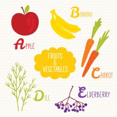 Alphabet for kids with fruits and vegetables N5