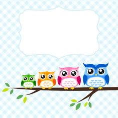 owl family spring illustration