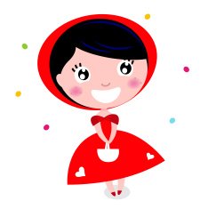 Cute little red riding hood isolated on white