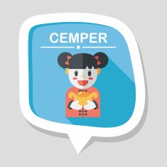 Chinese New Year girl flat icon with long shadow eps10 N129