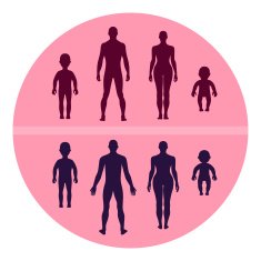 Full length front human silhouette set