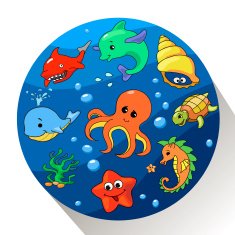 Cute sea creatures set illustration