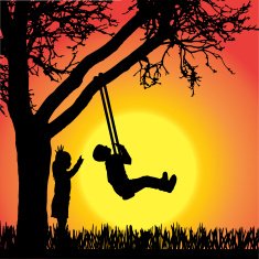 Vector silhouette of children N283