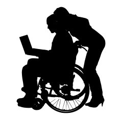 Vector silhouettes of people in a wheelchair N11