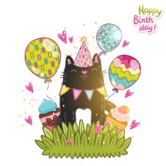 Happy Birthday card background with a dog