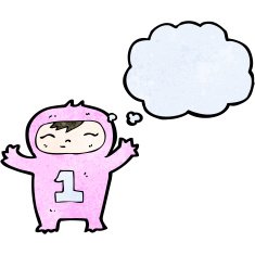 cartoon baby with thought bubble N4