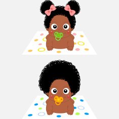 Cute Cartoon African Babies