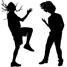 Vector silhouettes of dancing people N3
