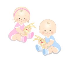 Toddlers with a toy