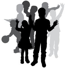 Vector silhouette of children N284