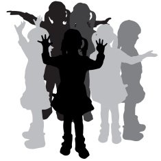 Vector silhouette of children N285