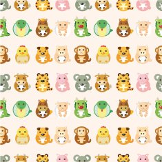 Chinese Zodiac animal seamless pattern