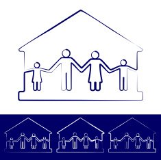 house with family symbols vector illustration