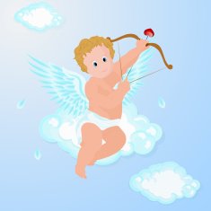 Funny little cupid aiming at someone