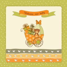 new baby announcement card with pram