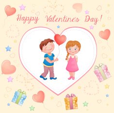 Valentine's day illustration with cute couple