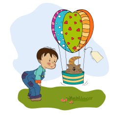 little boy and his flying cat