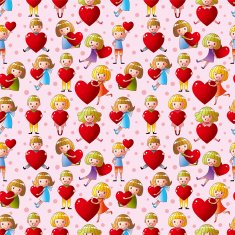 kid hug heart seamless pattern