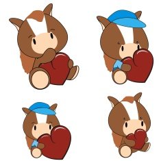 horse baby cartoon valentine set