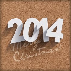 2014 Merry Christmas card on cardboard background
