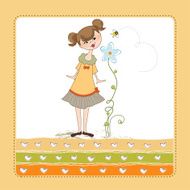 small young lady who smells a flower N9