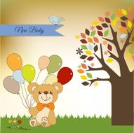 baby shower card with cute teddy bear N6