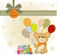 baby shower card with cute teddy bear N18