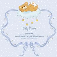 baby shower card with sleepy teddy bear
