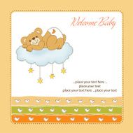 baby shower card with sleepy teddy bear N2