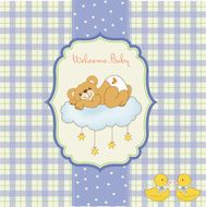 baby shower card with sleepy teddy bear N3